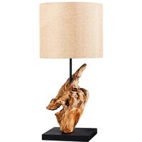 Moderne Tischleuchte blendarm Stoff Holz E27 58 cm groß von Invicta Interior