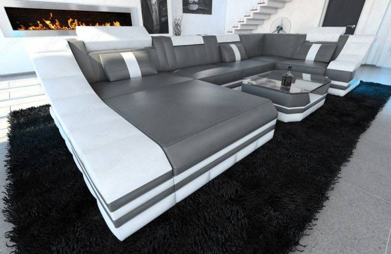 Moderne Wohnlandschaft Turino U-Form mit LED