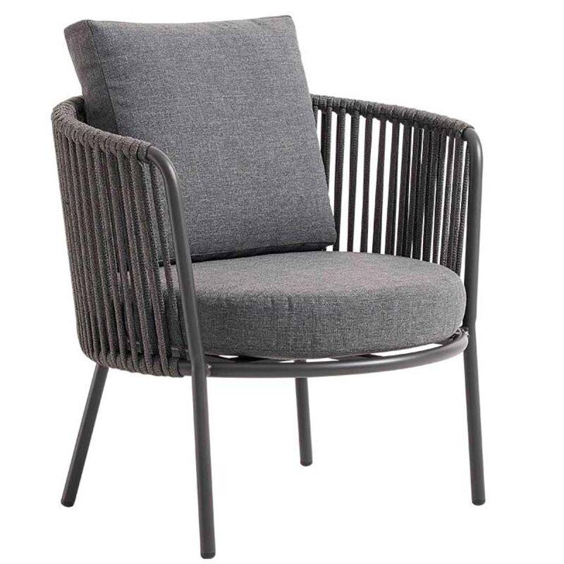 Moderner Outdoor-Sessel inkl. Kissen, dunkelgrau