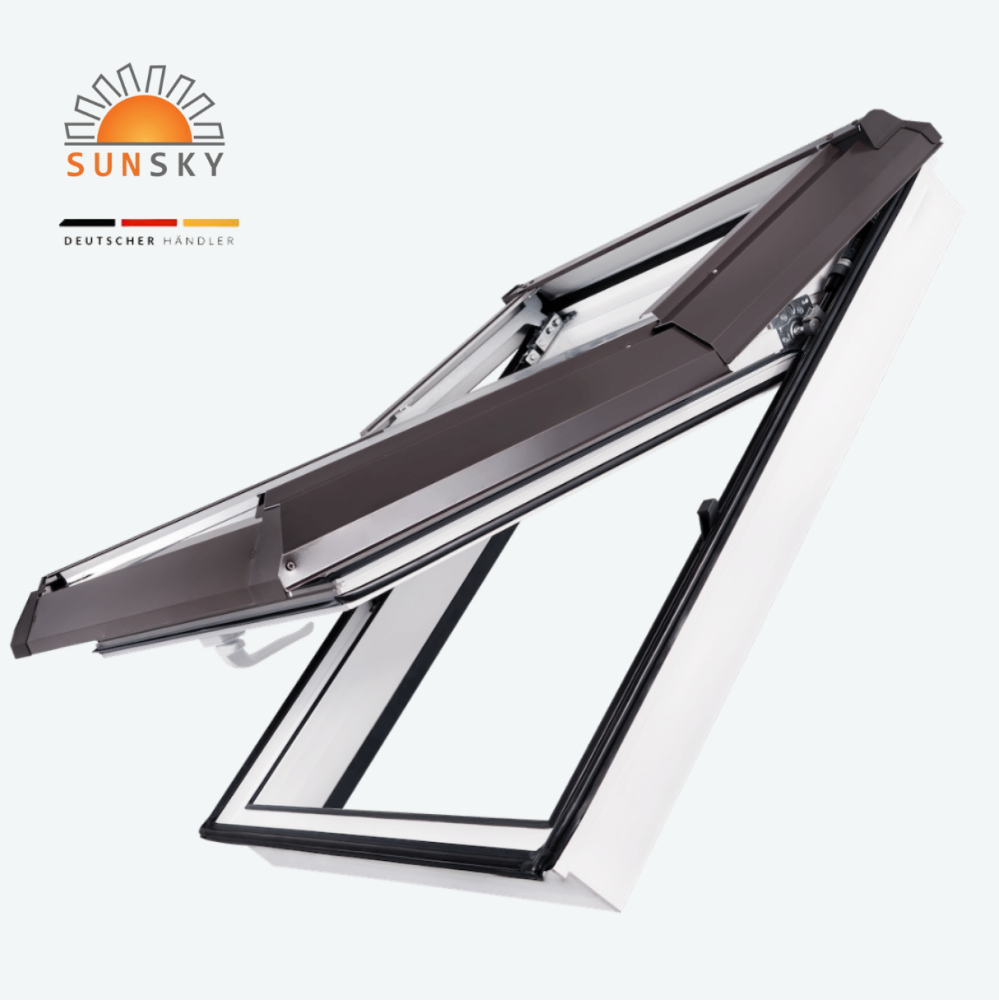 Modernes Kunststoff-Dachfenster „SunSky“ mit Eindeckrahmen