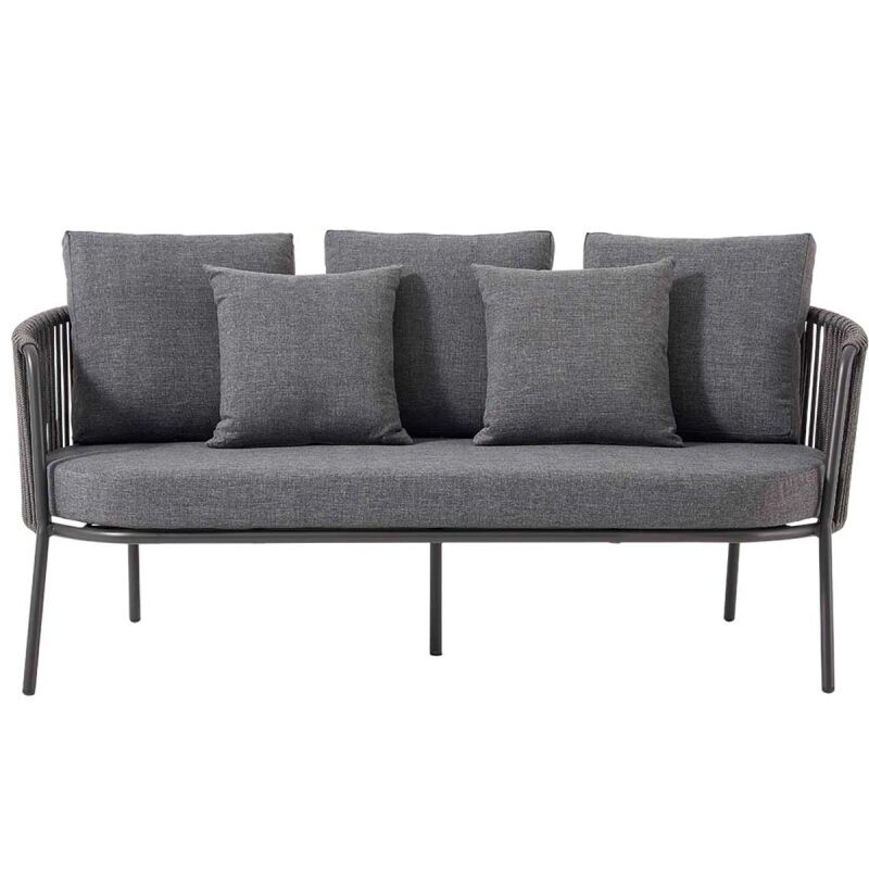 Modernes Outdoor-Sofa 2-Sitzer, dunkelgrau