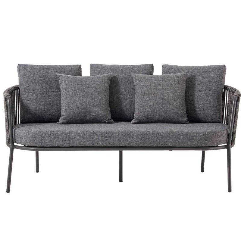 Modernes Outdoor-Sofa 2-Sitzer, dunkelgrau