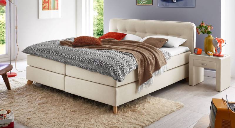 Modernes Webstoff-Boxspringbett in 160x200 cm bis 120 kg - Summerford