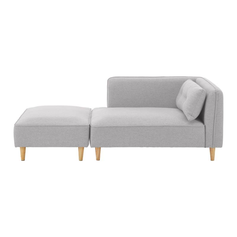 Modulsofa Fanny Hellgrau Leinenoptik mit Hocker
