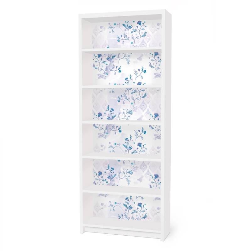 Möbelfolie für IKEA Billy Blaues Fantasiemuster