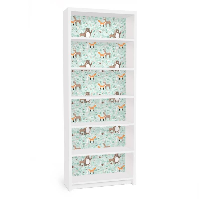 Möbelfolie für IKEA Billy Kindermuster Forest Friends mit Waldtieren