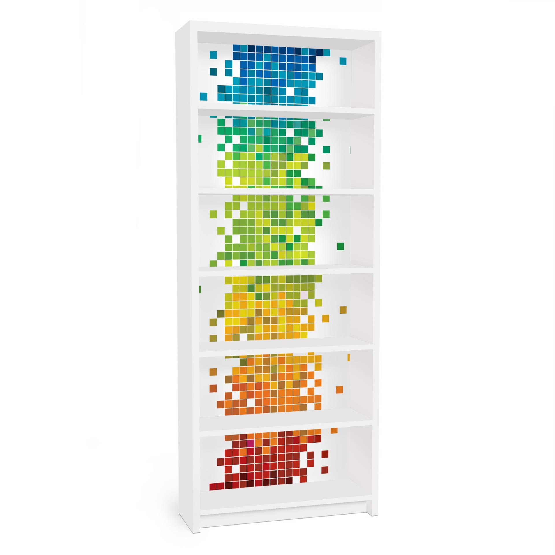 Möbelfolie für IKEA Billy Regal Pixel-Regenbogen