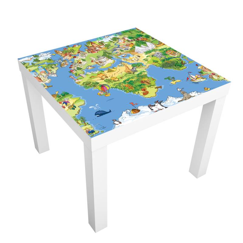Möbelfolie für IKEA Lack Tisch 55 x 55 cm Great And Funny Worldmap