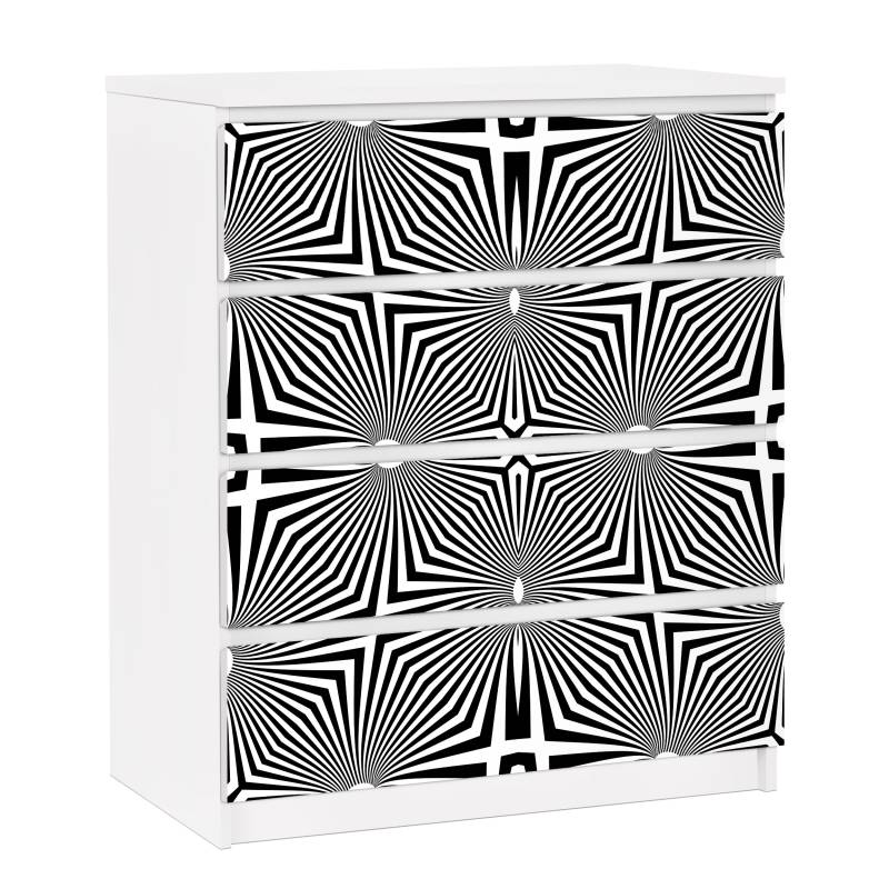 Möbelfolie für IKEA Malm Abstraktes Ornament Schwarzweiß