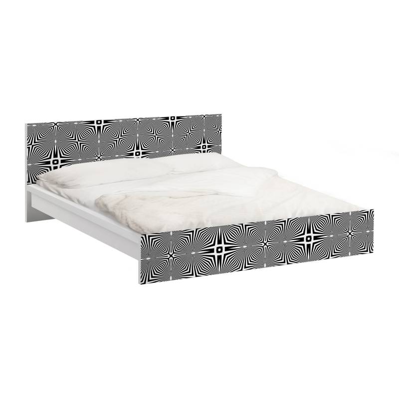 Möbelfolie für IKEA Malm Bett 140 cm Breite Abstraktes Ornament Schwarzweiß