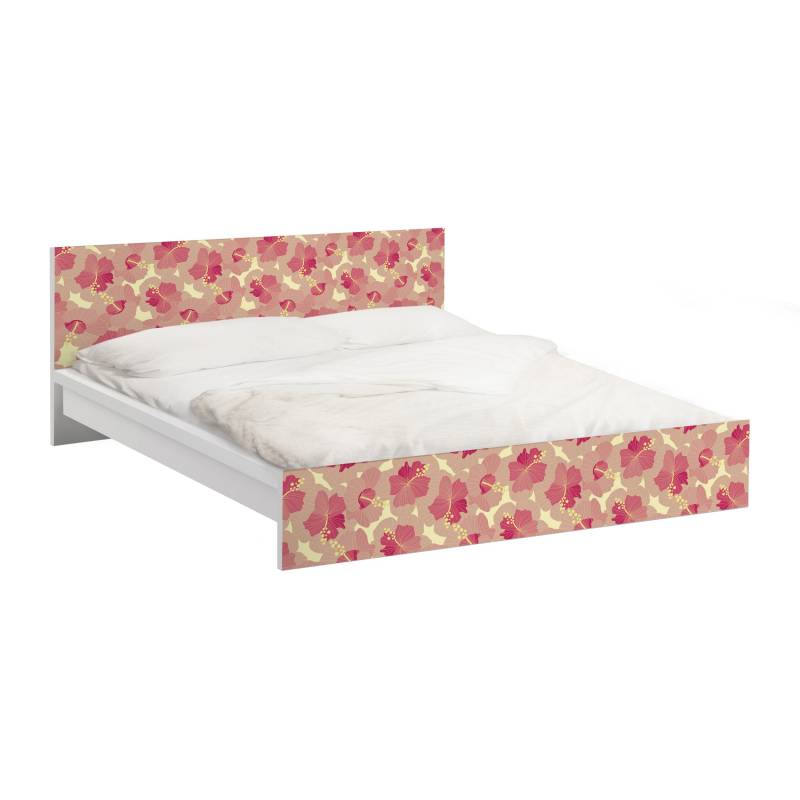 Möbelfolie für IKEA Malm Bett 140 cm Breite Gelbes Hibiskus Blumenmuster