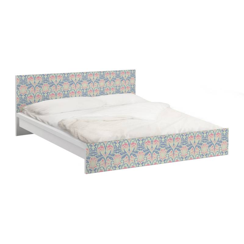 Möbelfolie für IKEA Malm Bett 140 cm Breite Leinen Damast Ornament