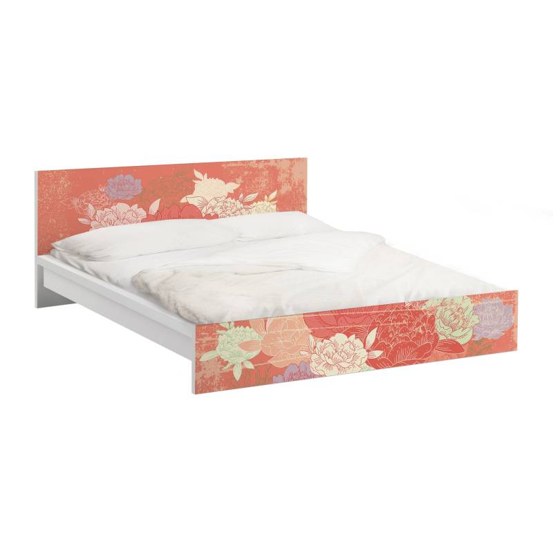 Möbelfolie für IKEA Malm Bett 140 cm Breite No.EK241 Pfingstrosen