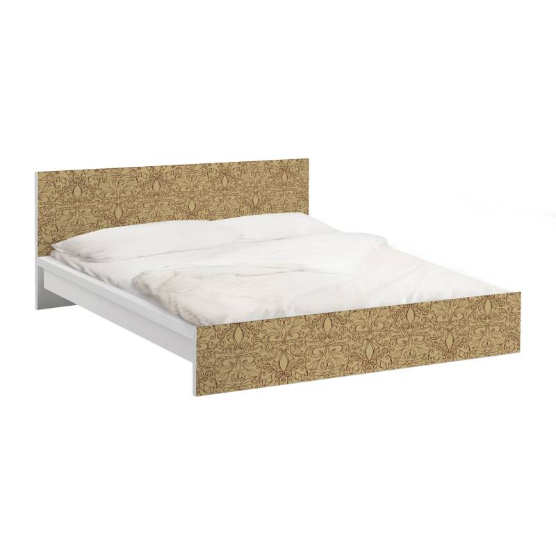 Möbelfolie für IKEA Malm Bett 140 cm Breite Spirituelles Muster Beige