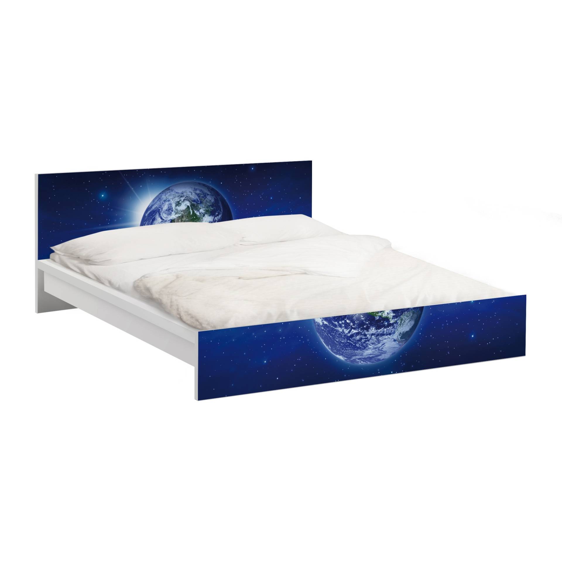 Möbelfolie für IKEA Malm Bett 160 cm Breite Erde im Weltall