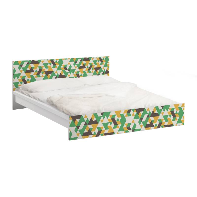 Möbelfolie für IKEA Malm Bett 160 cm Breite No.RY34 Green Triangles