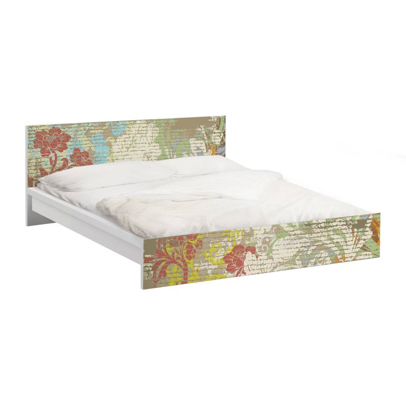 Möbelfolie für IKEA Malm Bett 180 cm Breite Blüten vergangener Zeit