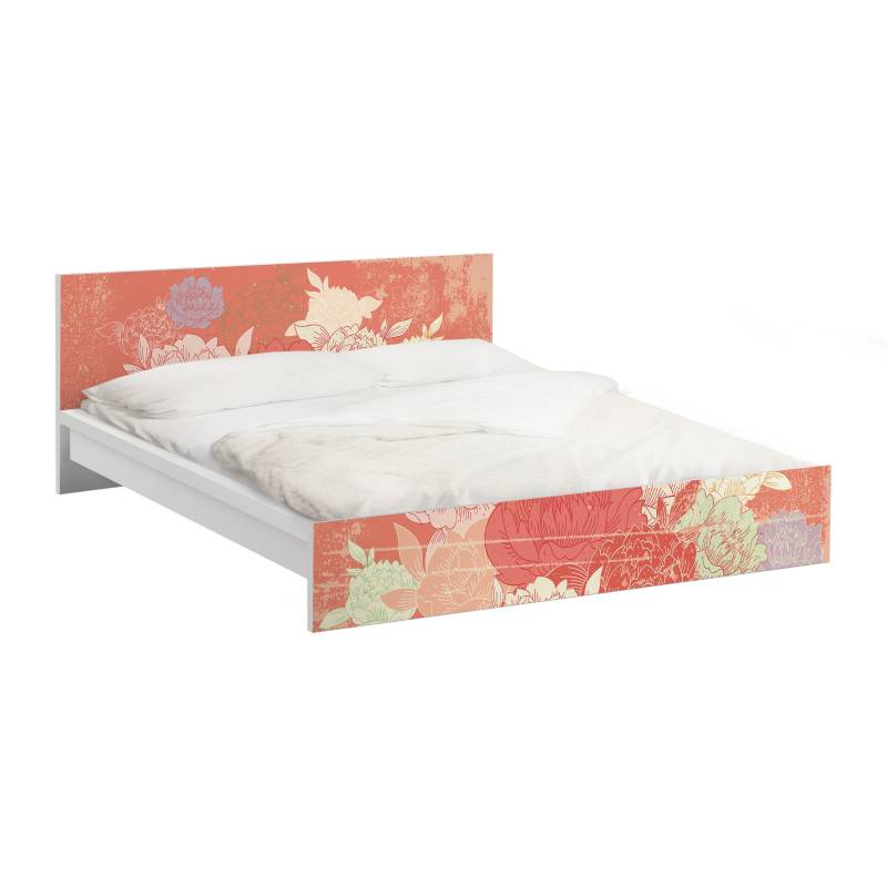 Möbelfolie für IKEA Malm Bett 180 cm Breite No.EK241 Pfingstrosen