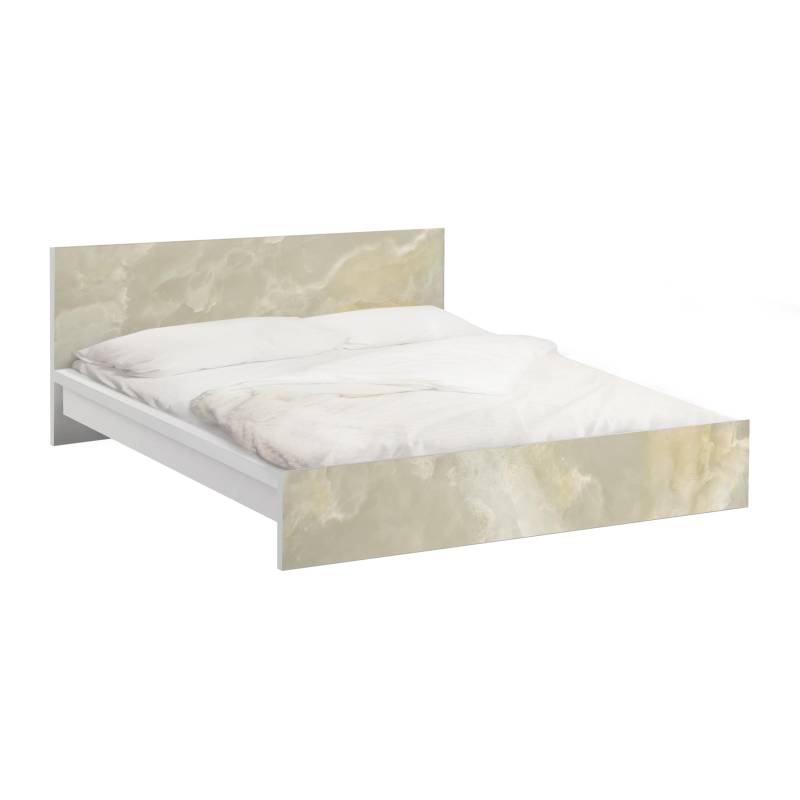 Möbelfolie für IKEA Malm Bett 180 cm Breite Onyx Marmor Creme