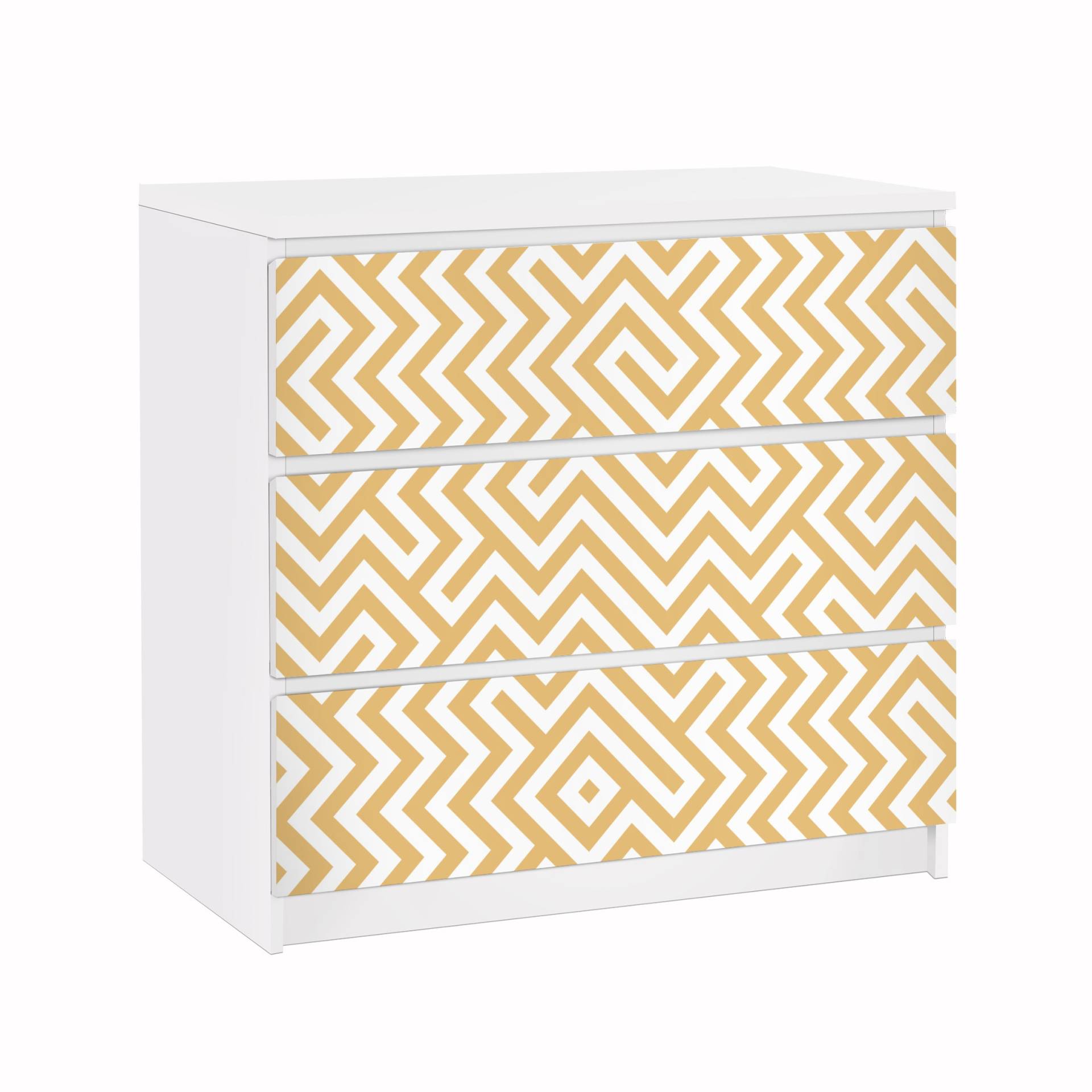 Möbelfolie für IKEA Malm Geometrisches Musterdesign Gelb