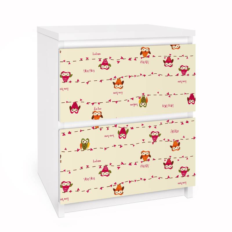 Möbelfolie für IKEA Malm Kommode 2 Schubladen Owl Howl
