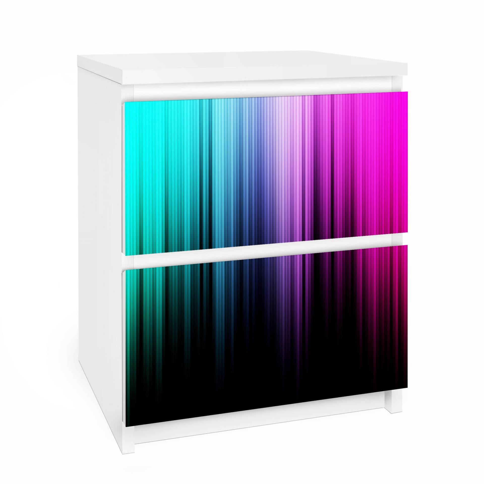 Möbelfolie für IKEA Malm Kommode 2 Schubladen Rainbow Display