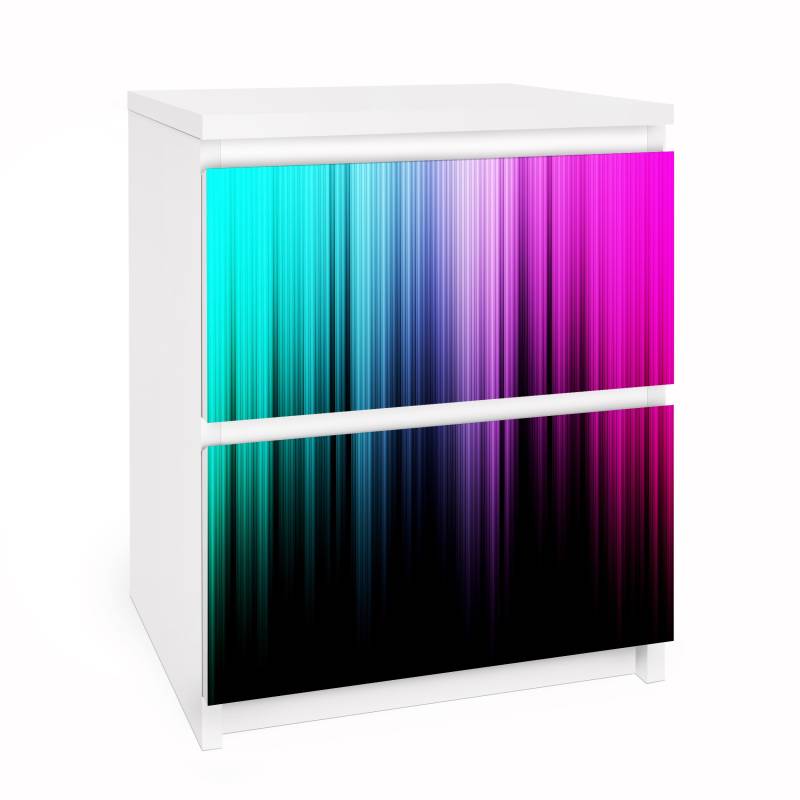 Möbelfolie für IKEA Malm Kommode 2 Schubladen Rainbow Display