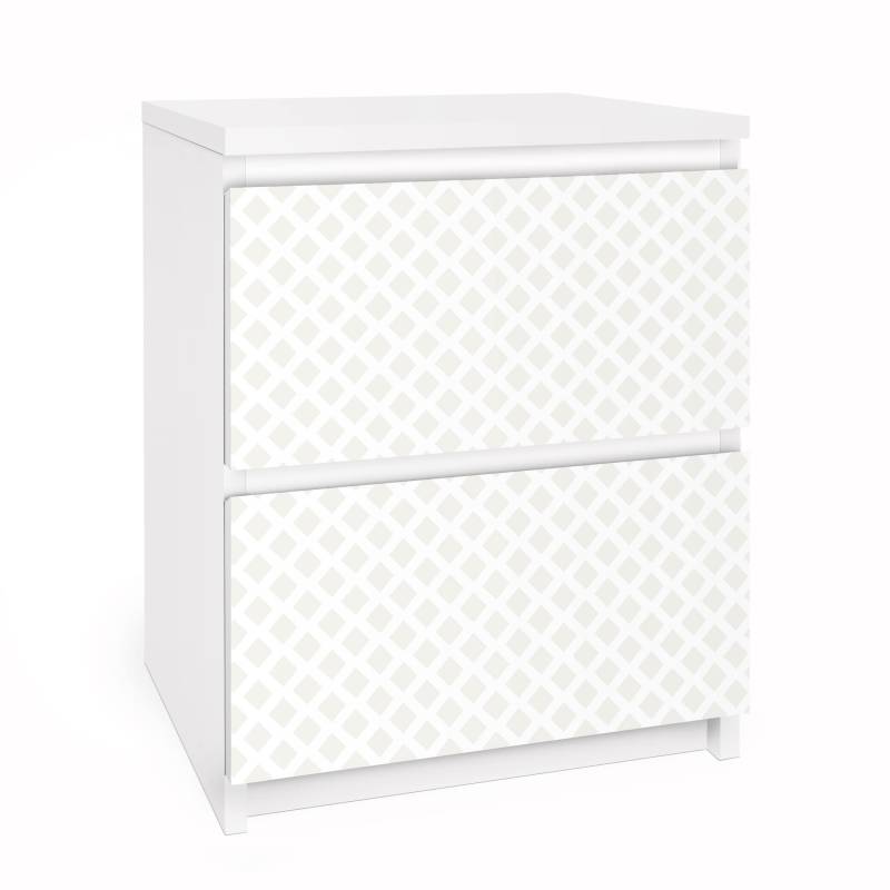 Möbelfolie für IKEA Malm Kommode 2 Schubladen Rautengitter hellbeige