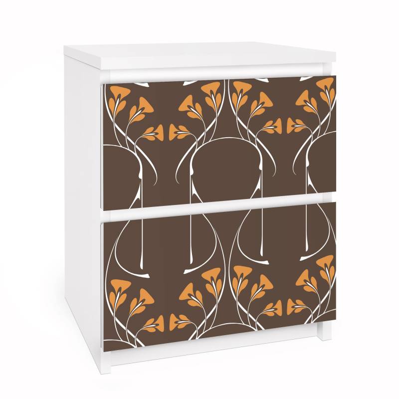 Möbelfolie für IKEA Malm Kommode 2 Schubladen Verschlungene Herbstblätter