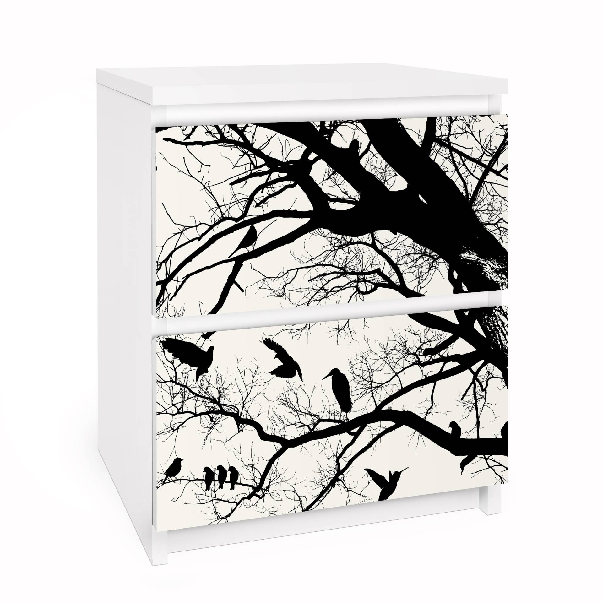 Möbelfolie für IKEA Malm Kommode 2 Schubladen Vintage Tree in the Sky