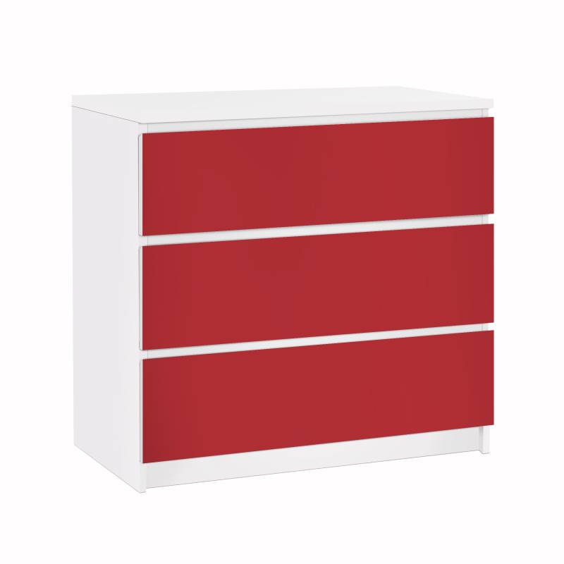 Möbelfolie für IKEA Malm Kommode 3 Schubladen Colour Carmin