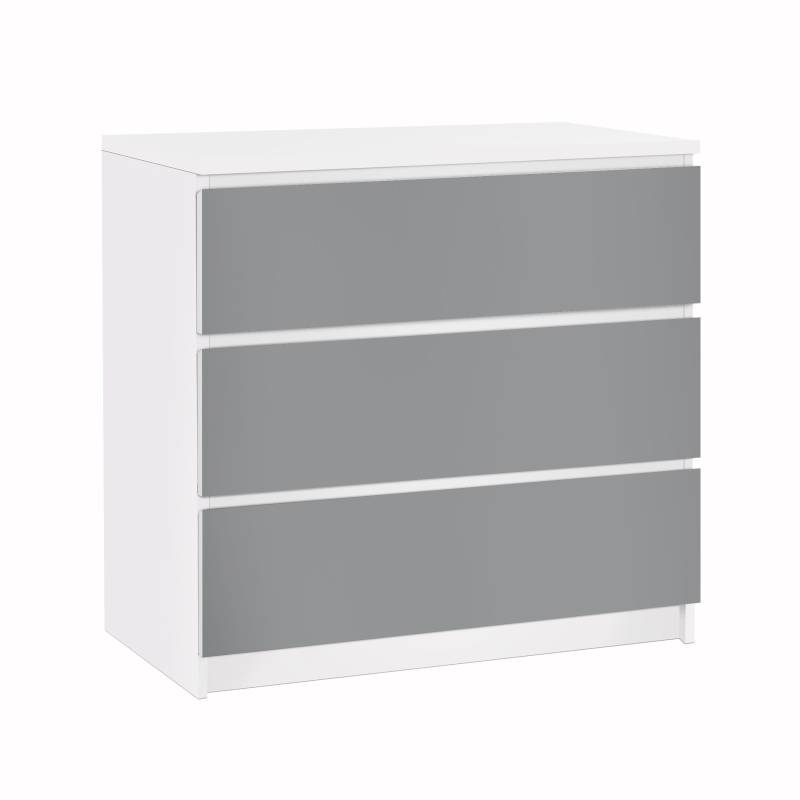 Möbelfolie für IKEA Malm Kommode 3 Schubladen Colour Cool Grey