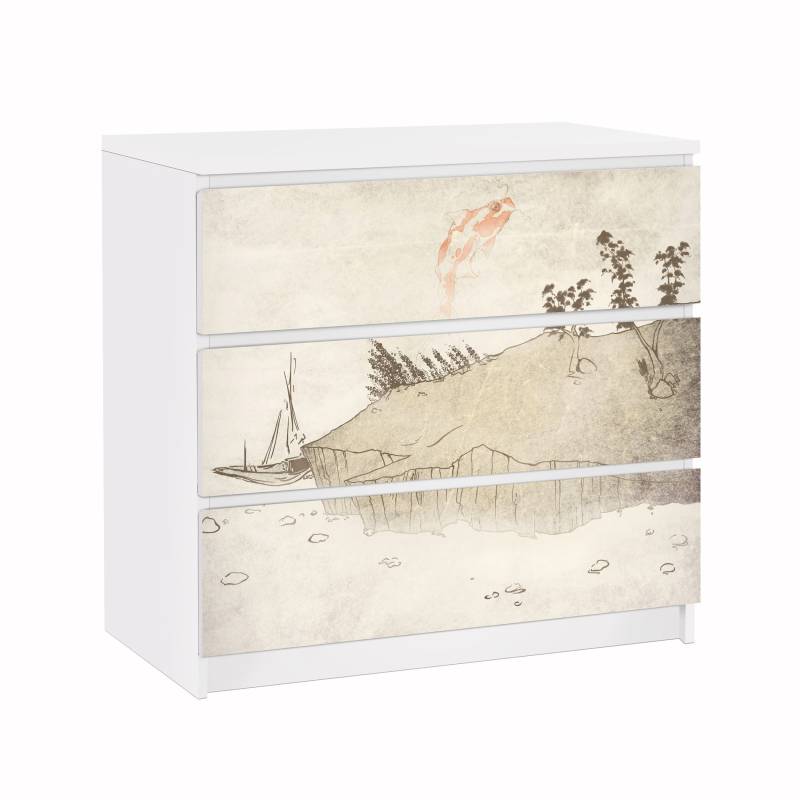 Möbelfolie für IKEA Malm Kommode 3 Schubladen No.MW8 Japanische Stille
