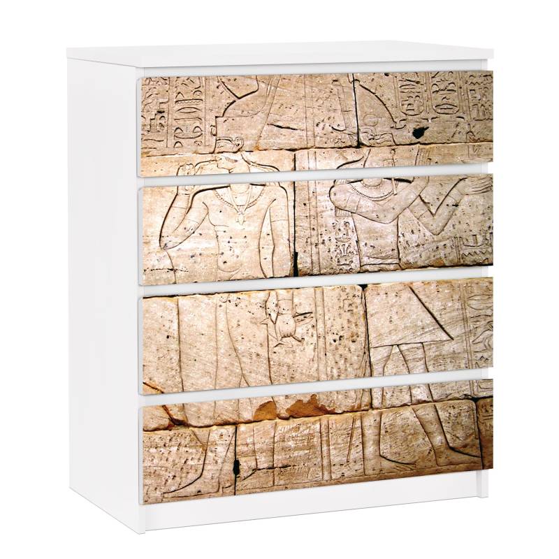 Möbelfolie für IKEA Malm Kommode 4 Schubladen Egypt Relief
