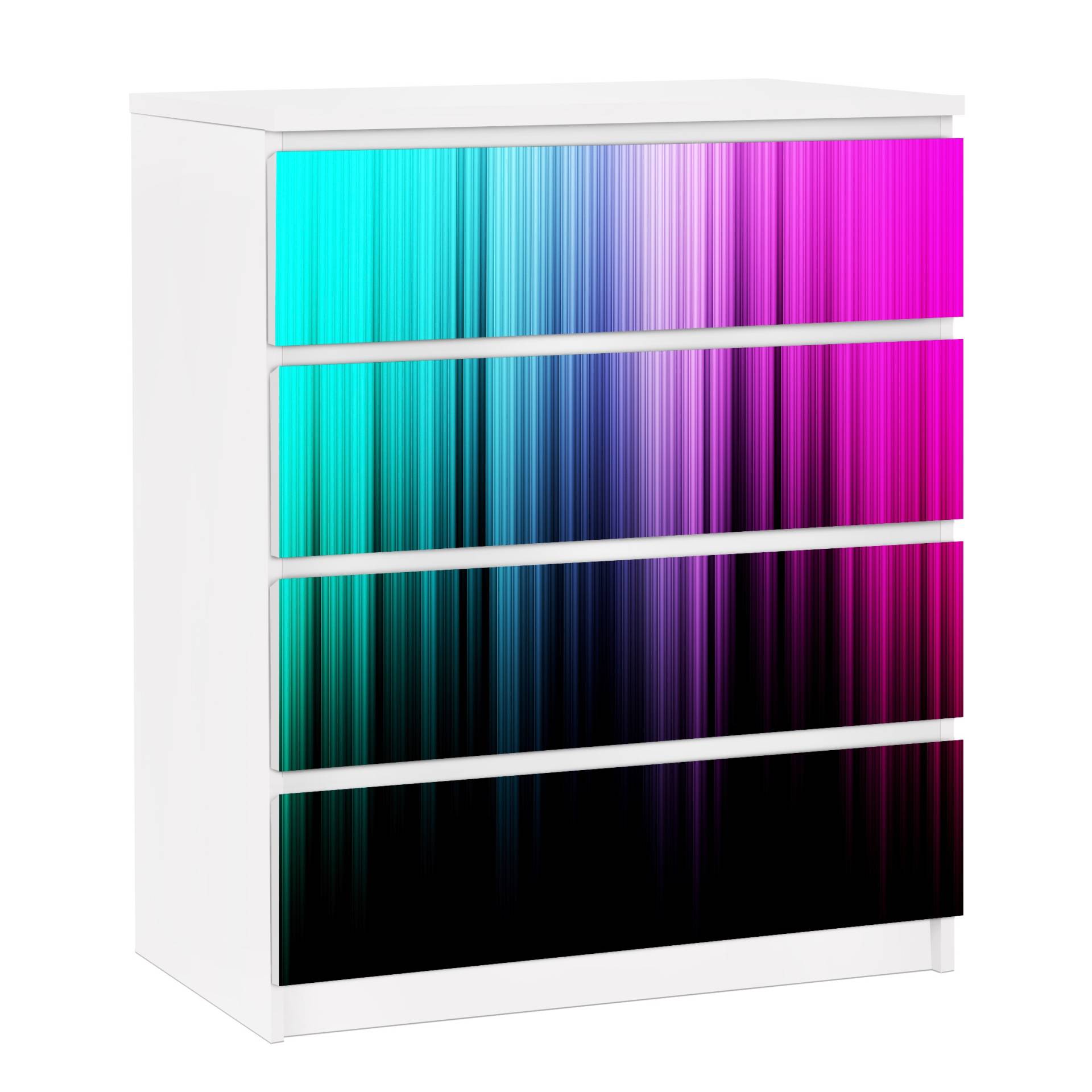 Möbelfolie für IKEA Malm Kommode 4 Schubladen Rainbow Display