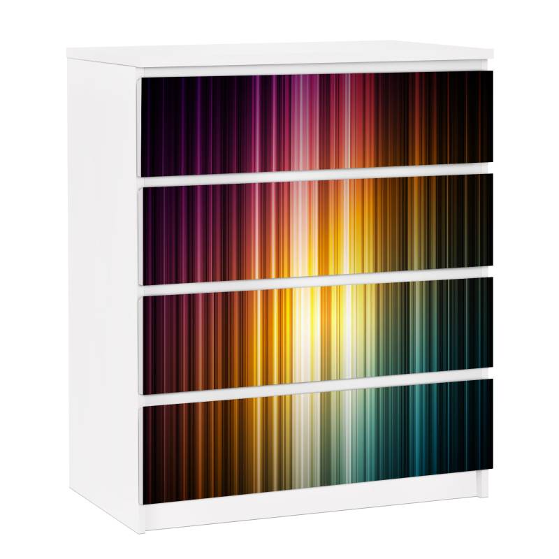Möbelfolie für IKEA Malm Kommode 4 Schubladen Rainbow Light