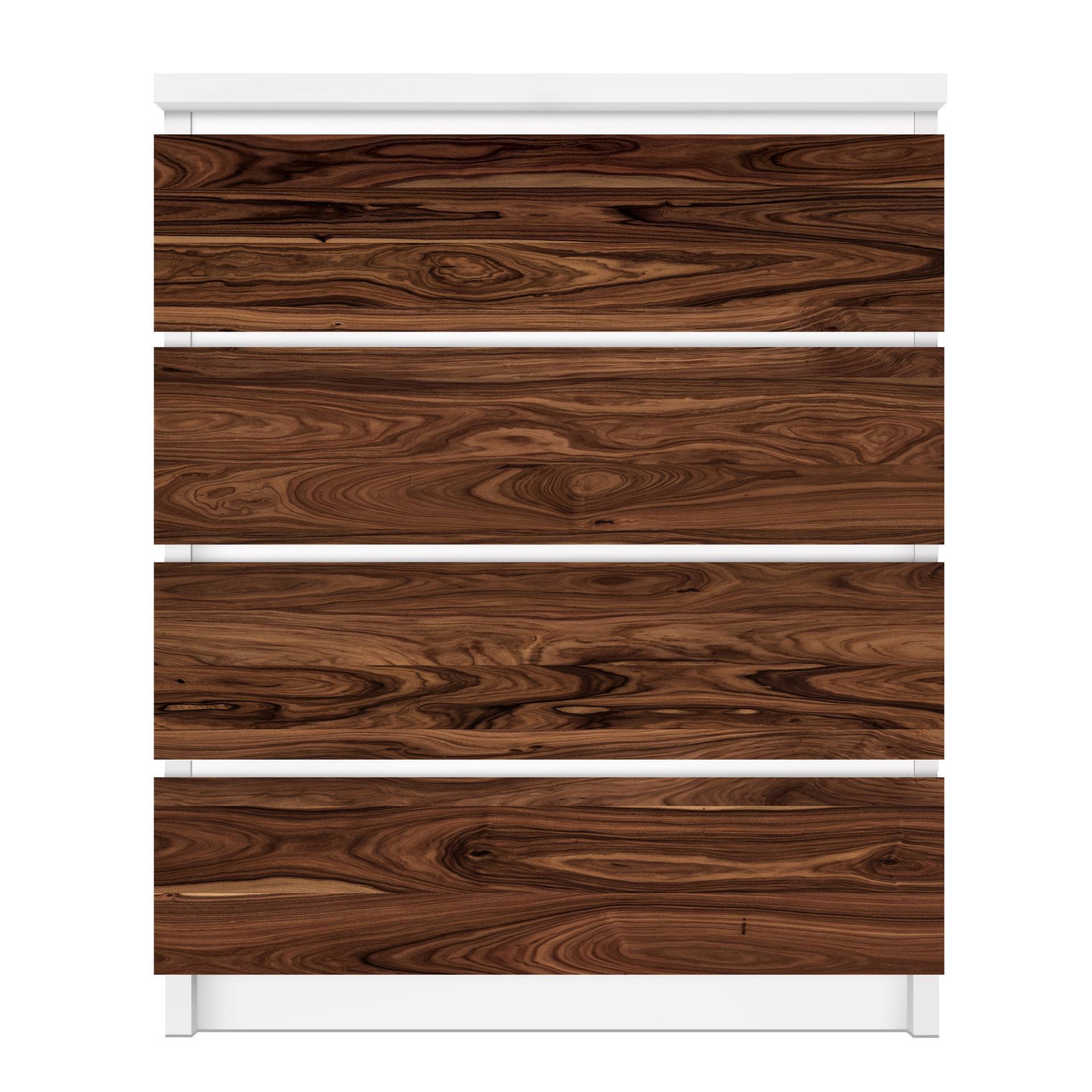 Möbelfolie für IKEA Malm Kommode 4 Schubladen Santos Palisander