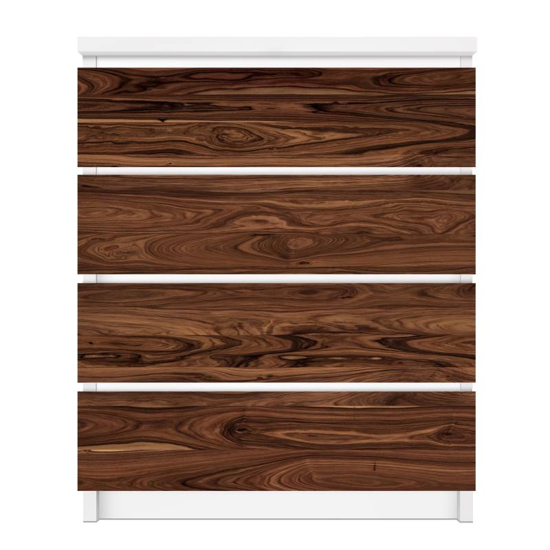 Möbelfolie für IKEA Malm Kommode 4 Schubladen Santos Palisander