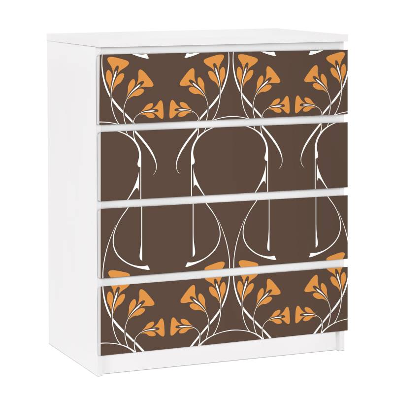 Möbelfolie für IKEA Malm Kommode 4 Schubladen Verschlungene Herbstblätter