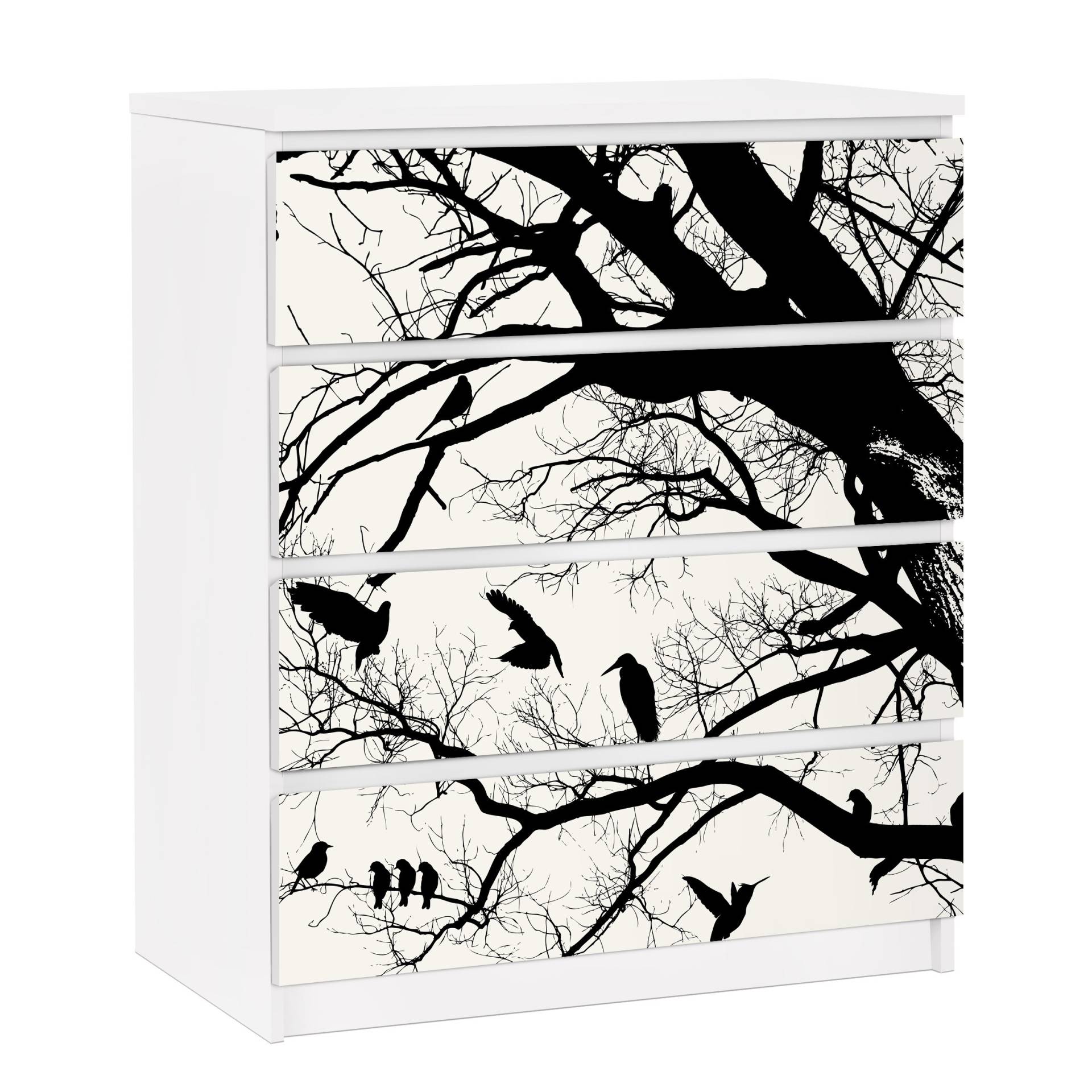 Möbelfolie für IKEA Malm Kommode 4 Schubladen Vintage Tree in the Sky