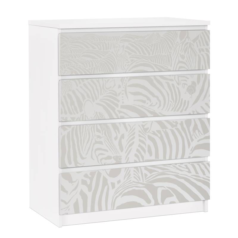 Möbelfolie für IKEA Malm No.DS4 Zebrastreifen Hellgrau
