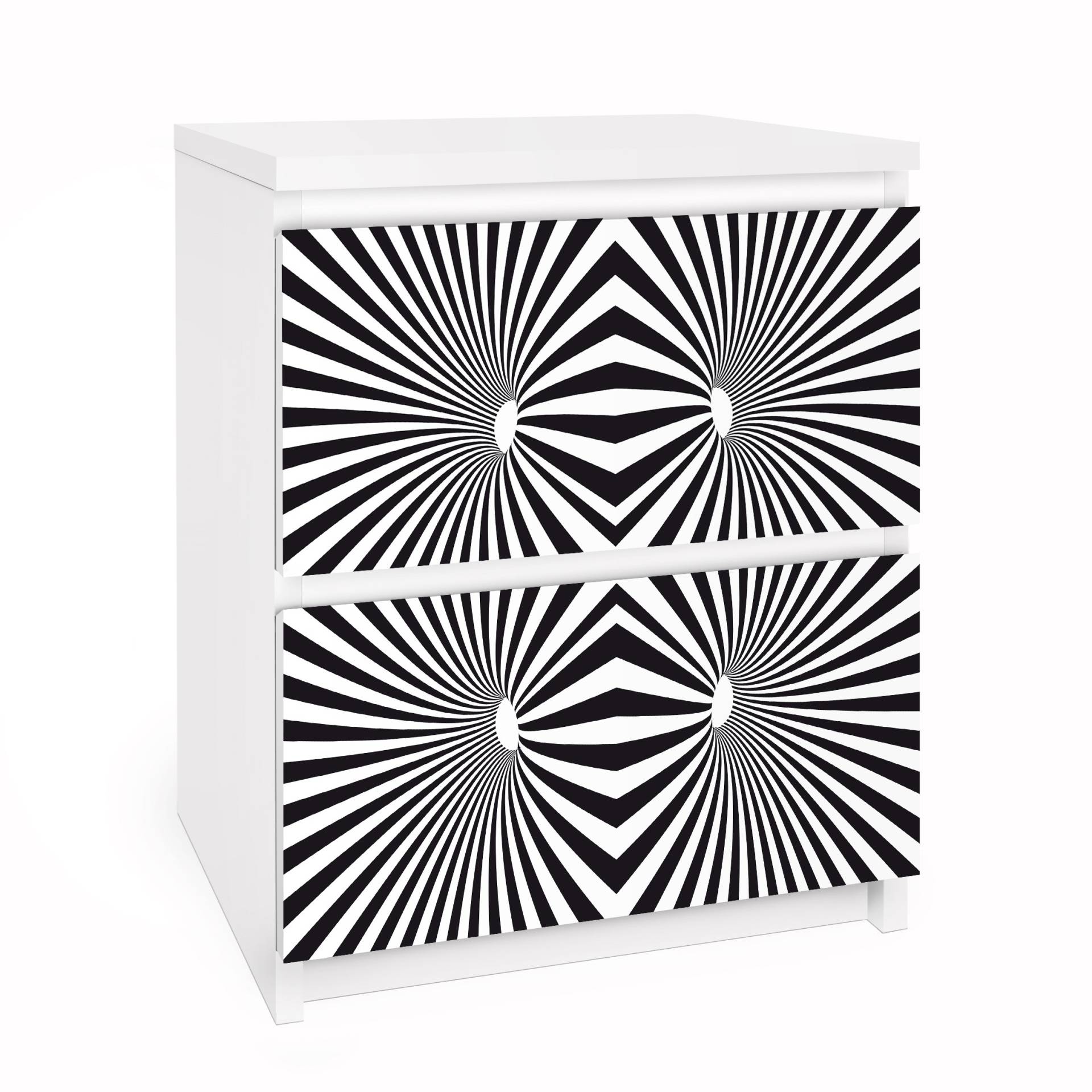 Möbelfolie für IKEA Malm Psychedelisches Schwarzweiß Muster