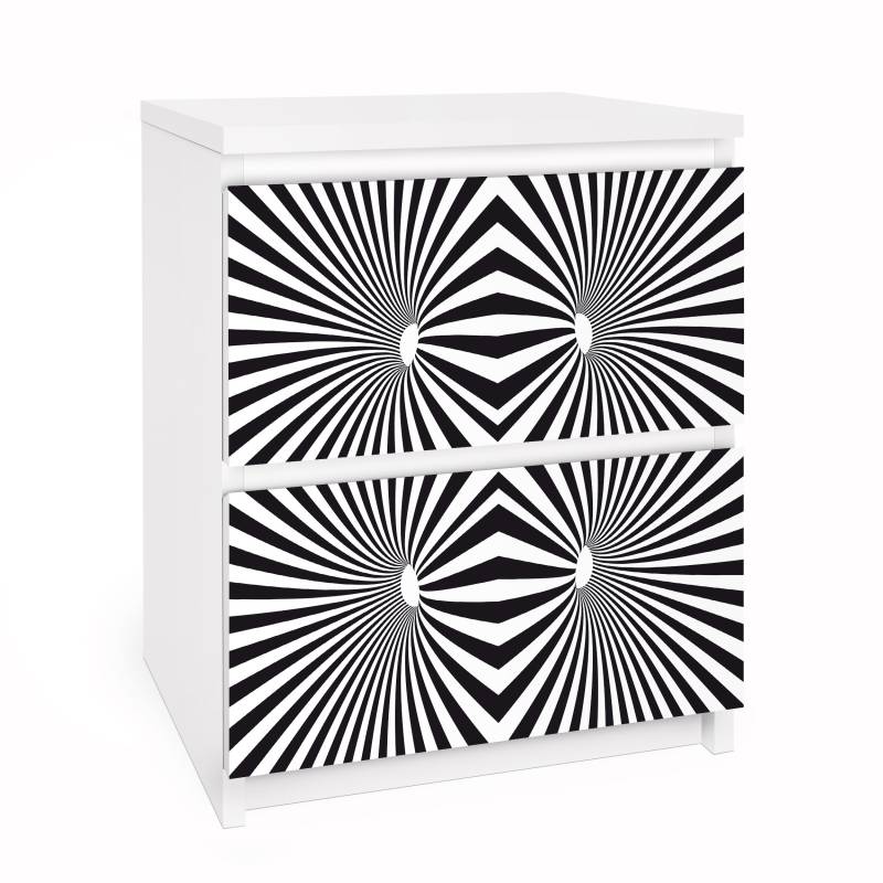 Möbelfolie für IKEA Malm Psychedelisches Schwarzweiß Muster