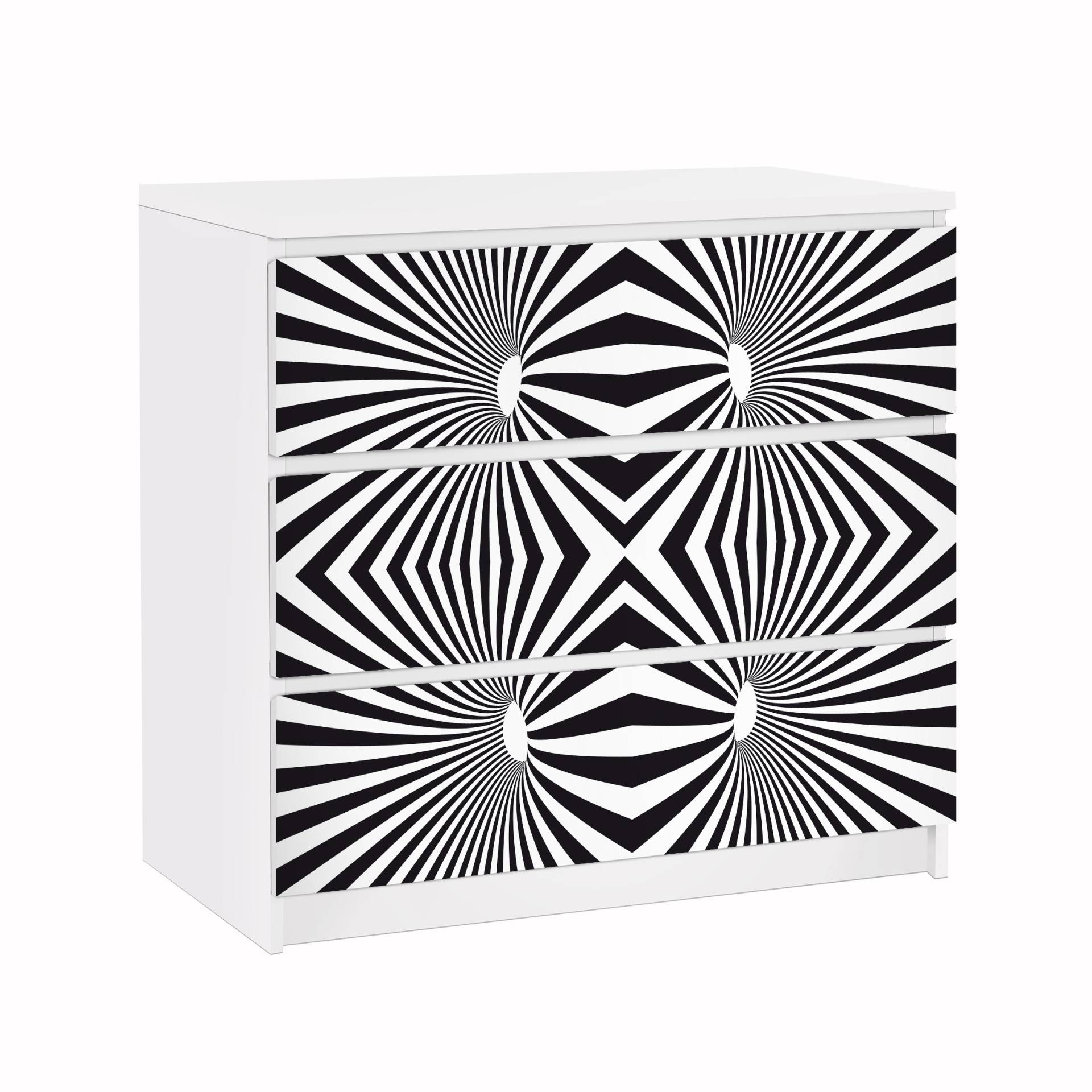 Möbelfolie für IKEA Malm Psychedelisches Schwarzweiß Muster