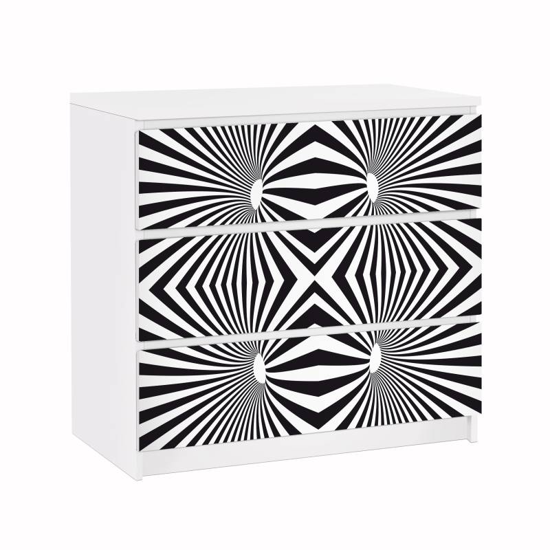 Möbelfolie für IKEA Malm Psychedelisches Schwarzweiß Muster