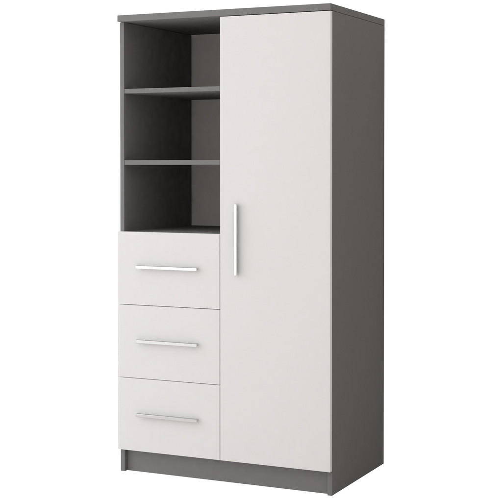 Möblo Standregal, Grau, Holzwerkstoff, 3 Schubladen, Rechteckig, 80x160x40 cm, Wohnzimmer, Regale, Bücherregale Möblo Standregal, Grau, Holzwerkstoff, 3 Schubladen, Rechteckig, 80x160x40 cm, Wohnzimmer, Regale, Bücherregale von Möblo