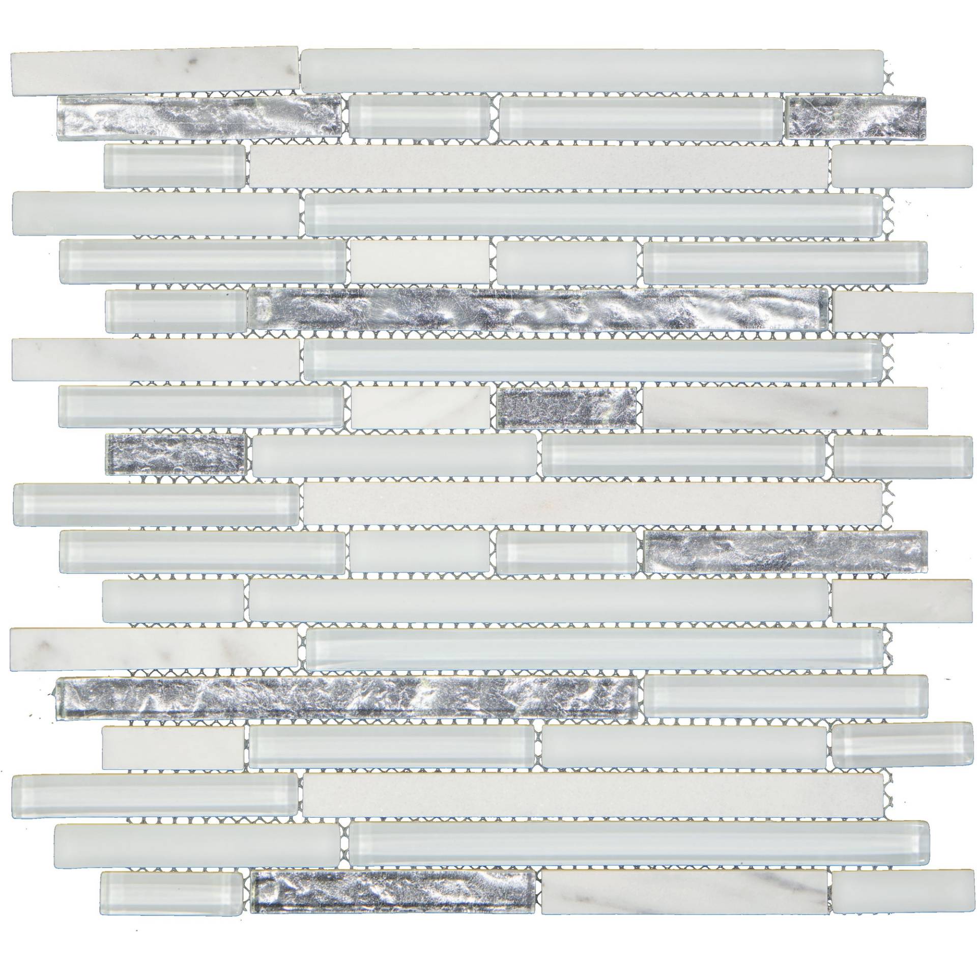 Mosaikfliese 'Cristallo ' Glas, Naturstein weiß-grau 30,5 x 30,5 cm Mosaikfliese 'Cristallo ' Glas, Naturstein weiß-grau 30,5 x 30,5 cm