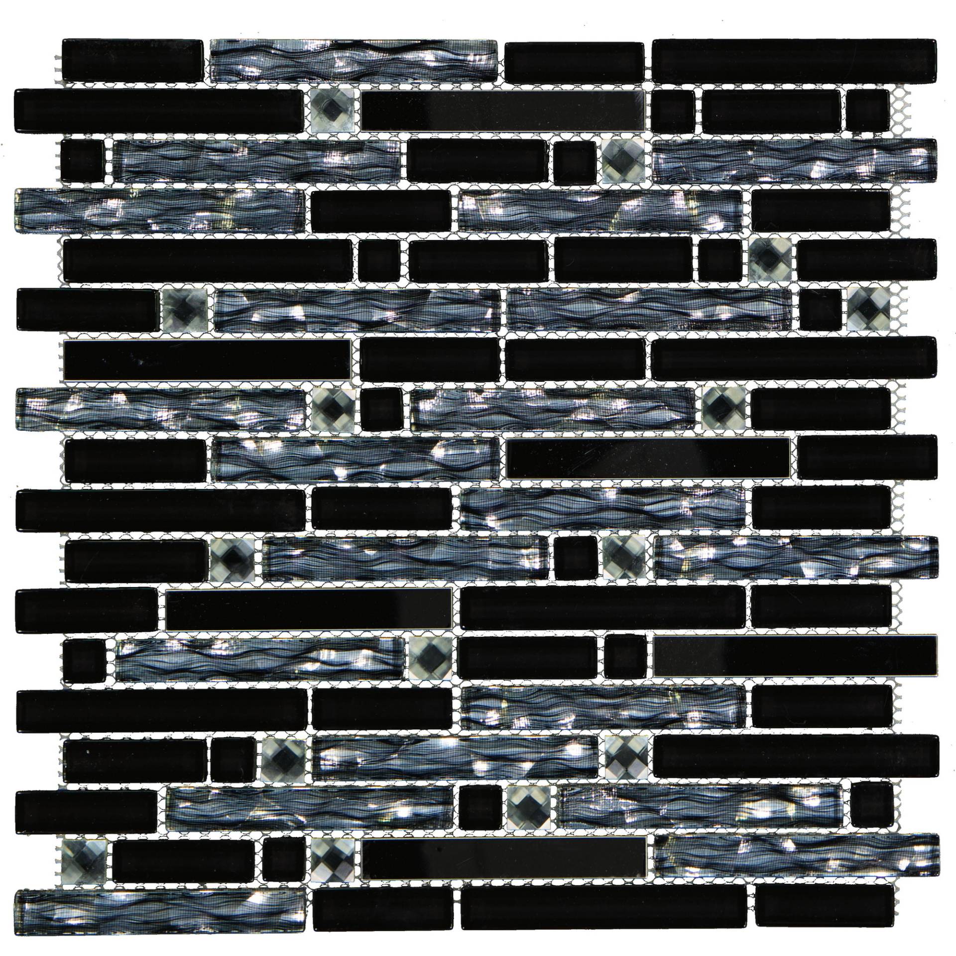 Mosaikfliese 'Diamond' Glas/Metall schwarz/silberfarben 29,8 x 30,4 cm Mosaikfliese 'Diamond' Glas/Metall schwarz/silberfarben 29,8 x 30,4 cm
