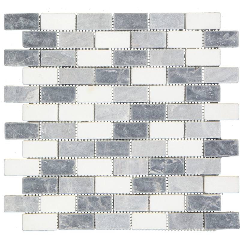 Mosaikfliese 'Nero' Naturstein grau-schwarz 30,5 x 30,5 cm