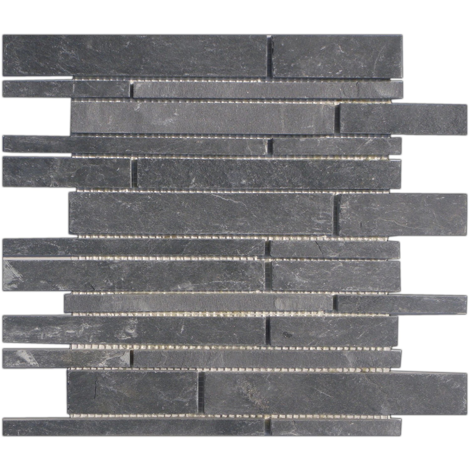 Mosaikmatte Black Slate Bricks 30 cm x 30 cm